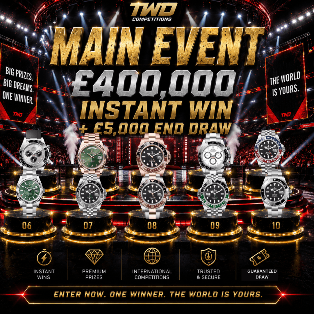 BIG HITTERS 50:50 ODDS £165,000 INSTANT WIN + £5000 END DRAW ON MONDAY 13TH JULY